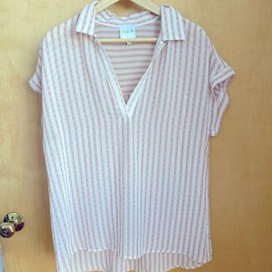 gray LA pink and white striped blouse